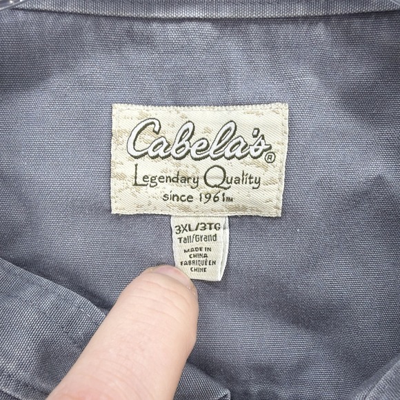 Cabelas Shirt Men XXXL Tall Grey Short Sleeve Heavy Canvas Work Utility Mechanic - Picture 4 of 7